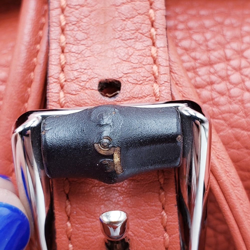 Gucci Bamboo Backpack Orange Pebbled Leather Tassel‎ - Picture 10 of 16